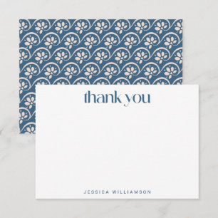 Carte De Remerciements Mariage scandinave moderne floral bleu Shower
