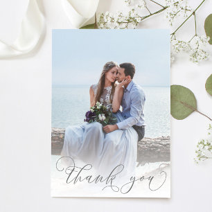 Carte De Remerciements Mariage Script Photo Elegant Classic Overlay