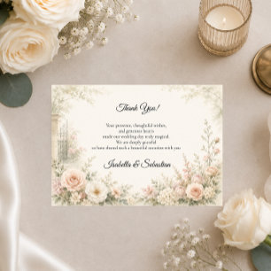 Carte De Remerciements Mariage Sérénité Jardin Romantique aux Teintes Ros