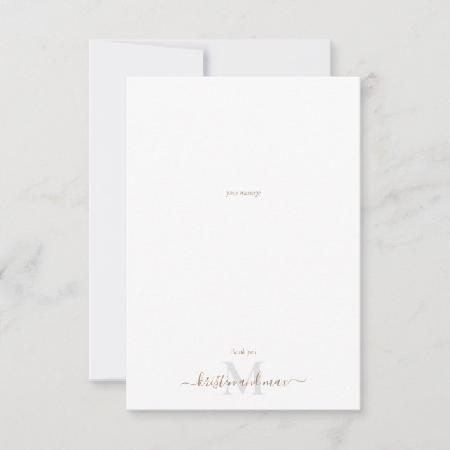 Carte De Remerciements Mariage simple à deux monogrammes (Devant)