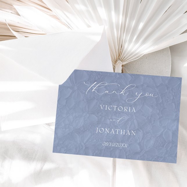 Carte De Remerciements Mariage Simple Bleu Poussiéreux (Créateur téléchargé)