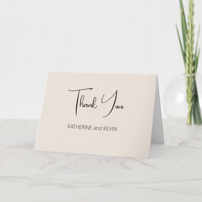 Carte de remerciements Mariage simple crème Beige (Devant)