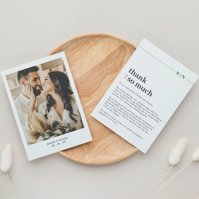 Carte De Remerciements Mariage simple de monogramme photo (Créateur téléchargé)