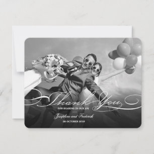 Carte De Remerciements Mariage simple de photo élégante et élégante de