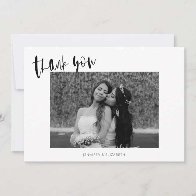 Carte De Remerciements Mariage simple et chic (Devant)