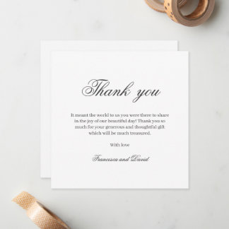 Carte de remerciements mariage simple et chic