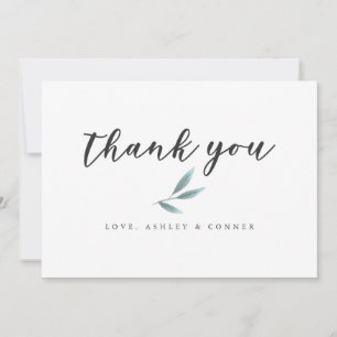 Carte De Remerciements Mariage simple feuille verte
