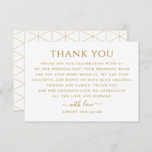 Carte De Remerciements Mariage simple géométrique. Élégant et moderne pro