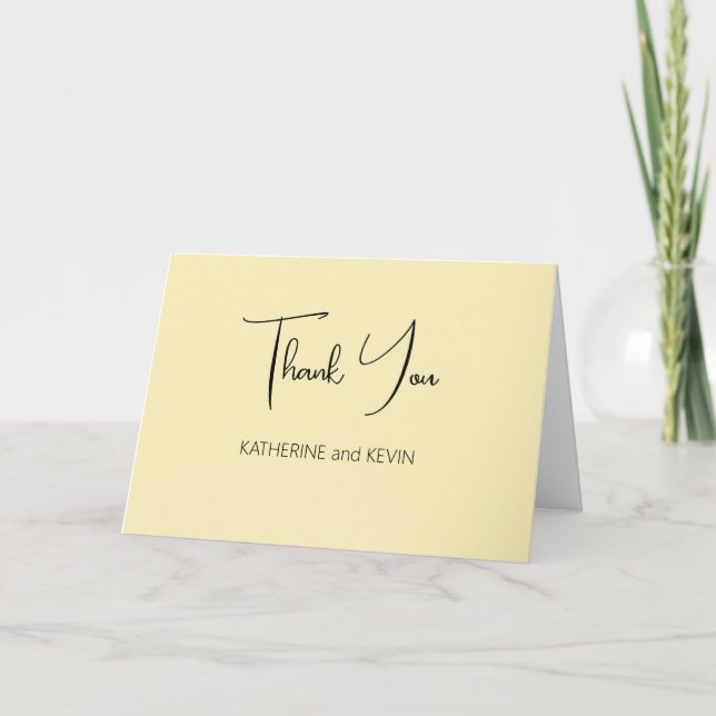 Carte de remerciements Mariage simple Jaune clair (Devant)
