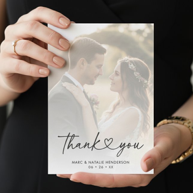Carte De Remerciements Mariage Simple Minimal Moderne Écriture (Créateur téléchargé)