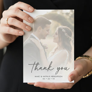 Carte De Remerciements Mariage Simple Minimaliste Écriture Moderne