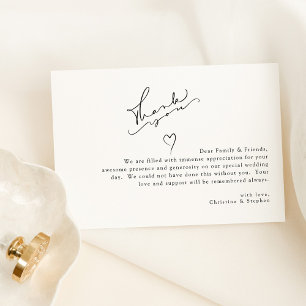 Carte De Remerciements Mariage simple noir et blanc élégant