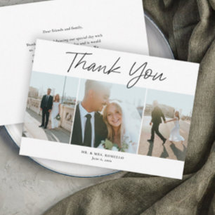 Carte De Remerciements Mariage simple photo 3 écriture moderne