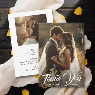 Carte De Remerciements Mariage Simple Photo Moderne
