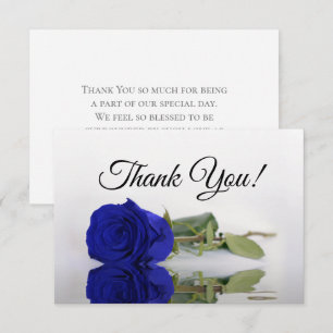 Carte De Remerciements Mariage Simple Rose Miroir Bleu Royal Élégant