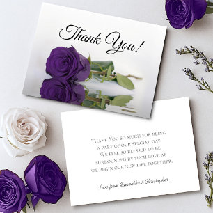 Carte De Remerciements Mariage Simple Rose Miroir Élégante Pourpre Royale