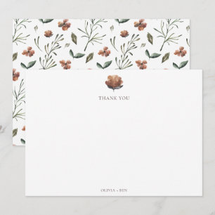 Carte De Remerciements Mariage Simple Terracotta Rouille Fleur Sauvage Sa