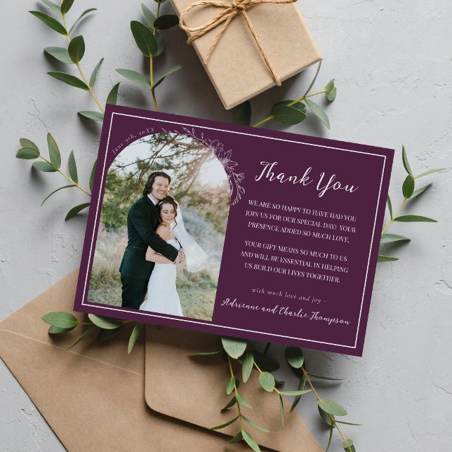 Carte De Remerciements Mariage Simplicité 1 prune violet (Créateur téléchargé)