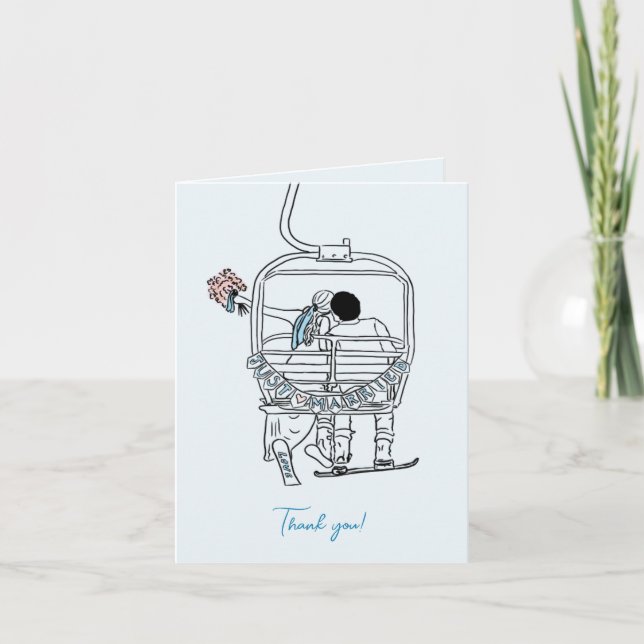 carte de remerciements mariage ski et snowboard (Devant)