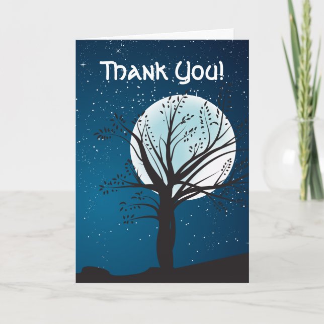 Carte De Remerciements Mariage sous la pleine lune et les étoiles Remerci (Devant)