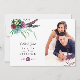 Carte De Remerciements Mariage succulent aquarelle boho mystique