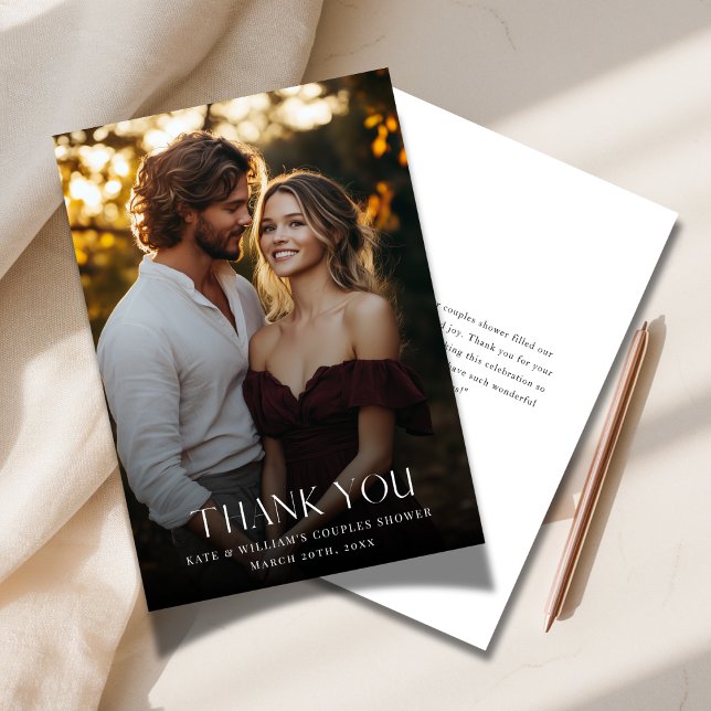 Carte De Remerciements Mariage Superposition Photo Couples Douche Photo (Créateur téléchargé)