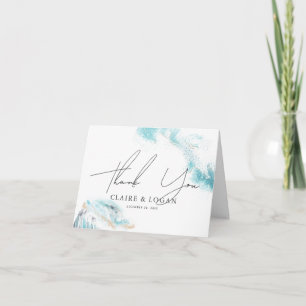 Carte De Remerciements Mariage sur la Côte aux Vagues Bleues Éclaboussant