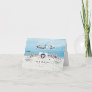 Carte De Remerciements Mariage sur la Plage, Berceau Floral