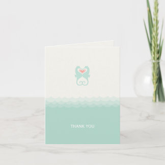Carte De Remerciements Mariage sur la plage des hippocampes qui s'embrass