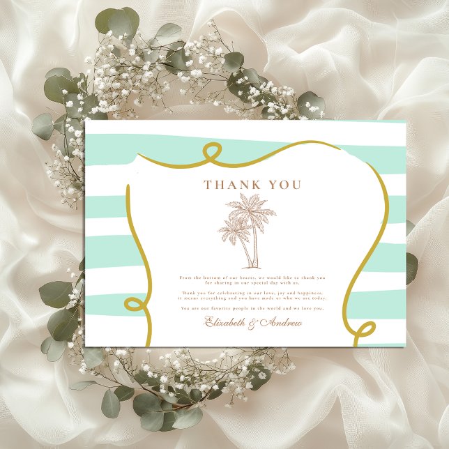 Carte De Remerciements Mariage sur la plage rayée (Créateur téléchargé)