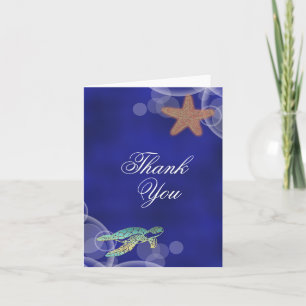 Carte De Remerciements Mariage sur la plage tortue "merci"