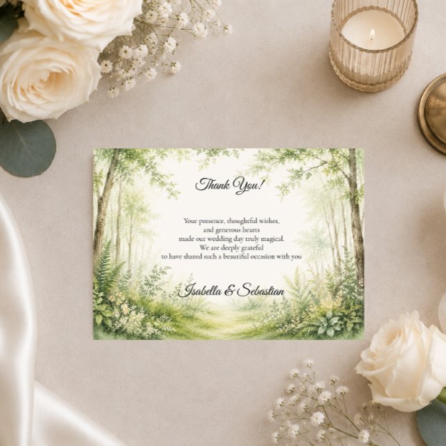 Carte De Remerciements Mariage sur le chemin forestier (Créateur téléchargé)