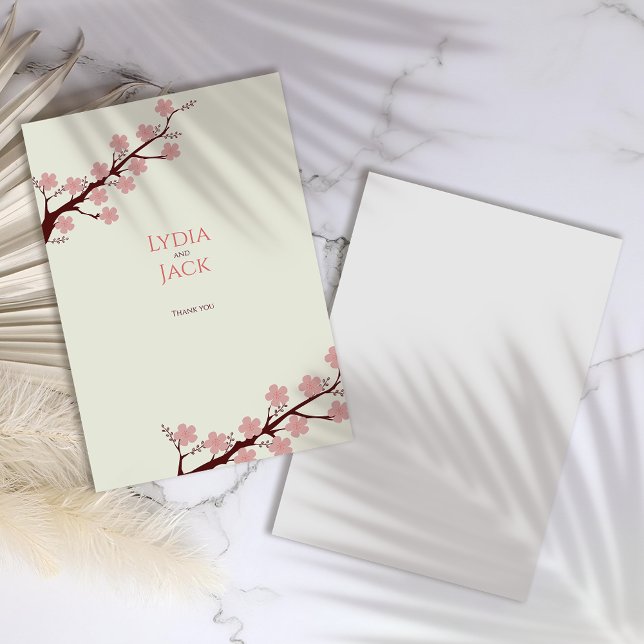 Carte De Remerciements Mariage sur le thème des fleurs de cerisier (Créateur téléchargé)