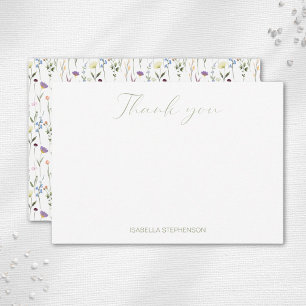 Carte De Remerciements Mariage sur mesure Chic Fleurs sauvages Aquarelle