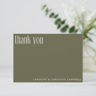 Carte De Remerciements Mariage sur mesure vert mousse minimaliste moderne