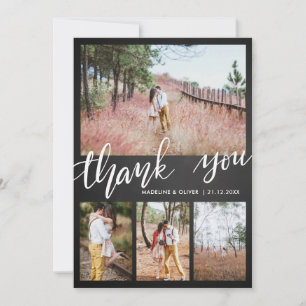 Carte De Remerciements Mariage Tableau Noir Quatre Photos   Script de Rem