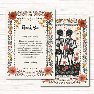 Carte De Remerciements Mariage Tarot Squelette de Style Boho Letterpress