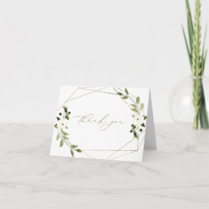 Carte De Remerciements Mariage Tendance Géométrique Aquarelle Or