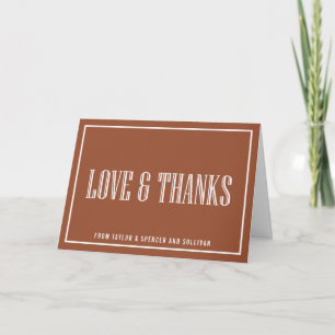 Carte De Remerciements Mariage Terre Cuite Typographie Classique