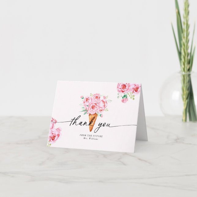 Carte De Remerciements Mariage Thème Crème Glacée Servie (Devant)