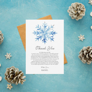 Carte De Remerciements Mariage Thème Noël Hiver Flocon de Neige
