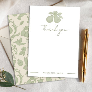 Carte De Remerciements Mariage Thème Poire Parfaite   Remerciements Vert 