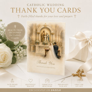 Carte De Remerciements Mariage Traditionnel Catholique de l'Autel du Mari