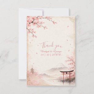 Carte De Remerciements Mariage traditionnel Sakura Mont fuji Élégance