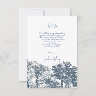 Carte De Remerciements Mariage Tropical Boho Blue Bottom Trees