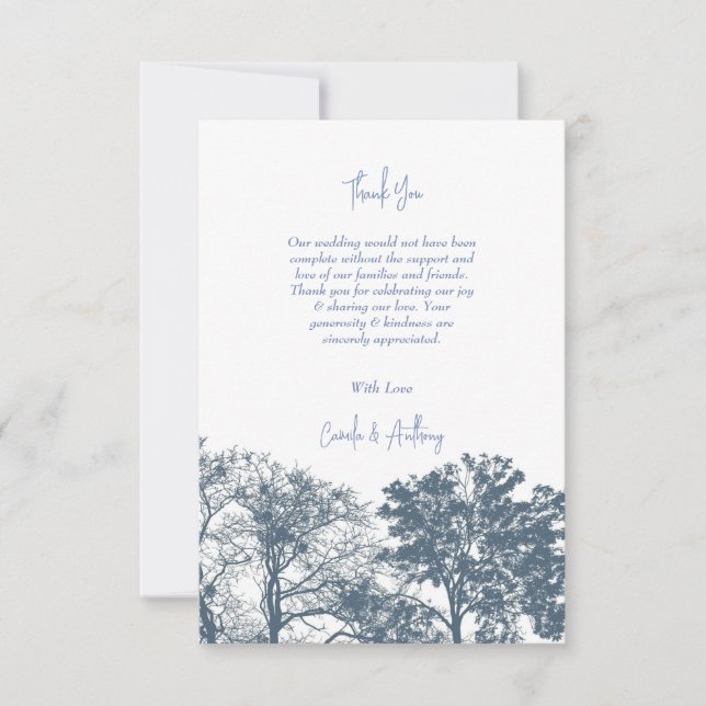 Carte De Remerciements Mariage Tropical Boho Blue Bottom Trees (Devant)