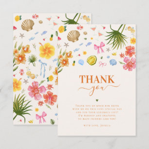Carte De Remerciements Mariage Tropical de Style Côtier avec Coquillages