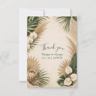 Carte De Remerciements mariage tropical floral Hawaï herbe des Pampas boh