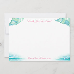 Carte De Remerciements Mariage Turquoise Et Rose De Destination Douche
