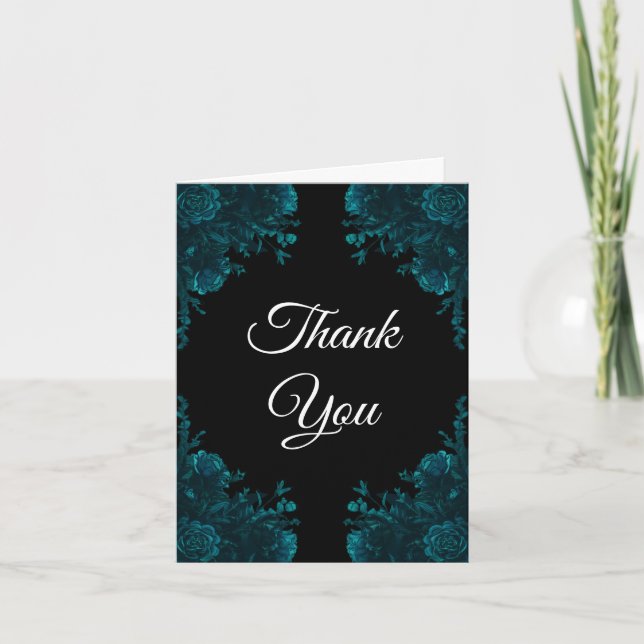 Carte de remerciements Mariage Turquoise foncé (Devant)